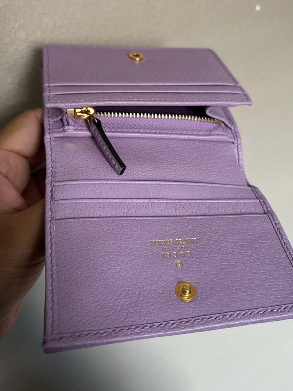 Gucci Floral GG Marmont Lilac Leather Mini Wallet - Picture 7 of 12